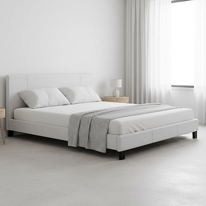 King PU Leather Bed Frame White-Bed Frames-PEROZ Accessories