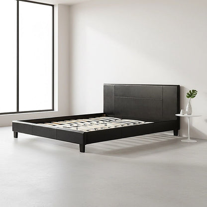 King PU Leather Bed Frame Black-Furniture > Bedroom-PEROZ Accessories