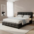 Double PU Leather Deluxe Bed Frame Black-Furniture > Bedroom-PEROZ Accessories