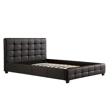 Double PU Leather Deluxe Bed Frame Black-Furniture > Bedroom-PEROZ Accessories