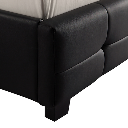 Double PU Leather Deluxe Bed Frame Black-Furniture > Bedroom-PEROZ Accessories