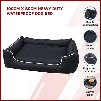 100cm x 80cm Heavy Duty Waterproof Dog Bed-Pet Beds-PEROZ Accessories