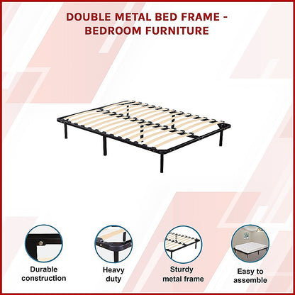 Double Metal Bed Frame - Bedroom Furniture-Furniture &gt; Bedroom &gt; Beds &amp; Bed Frames-PEROZ Accessories