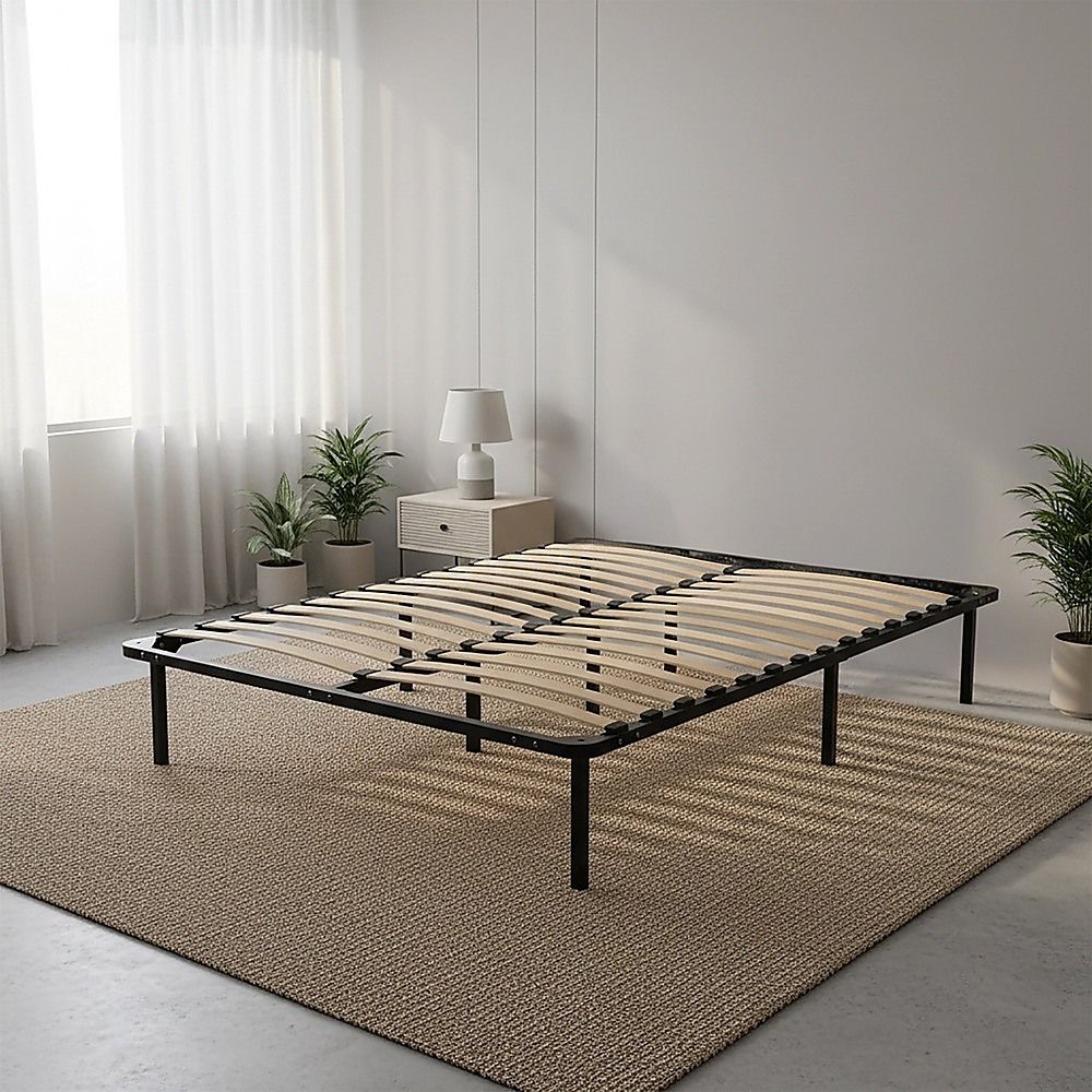 Queen Metal Bed Frame - Bedroom Furniture-Furniture > Bedroom > Beds &amp; Bed Frames-PEROZ Accessories