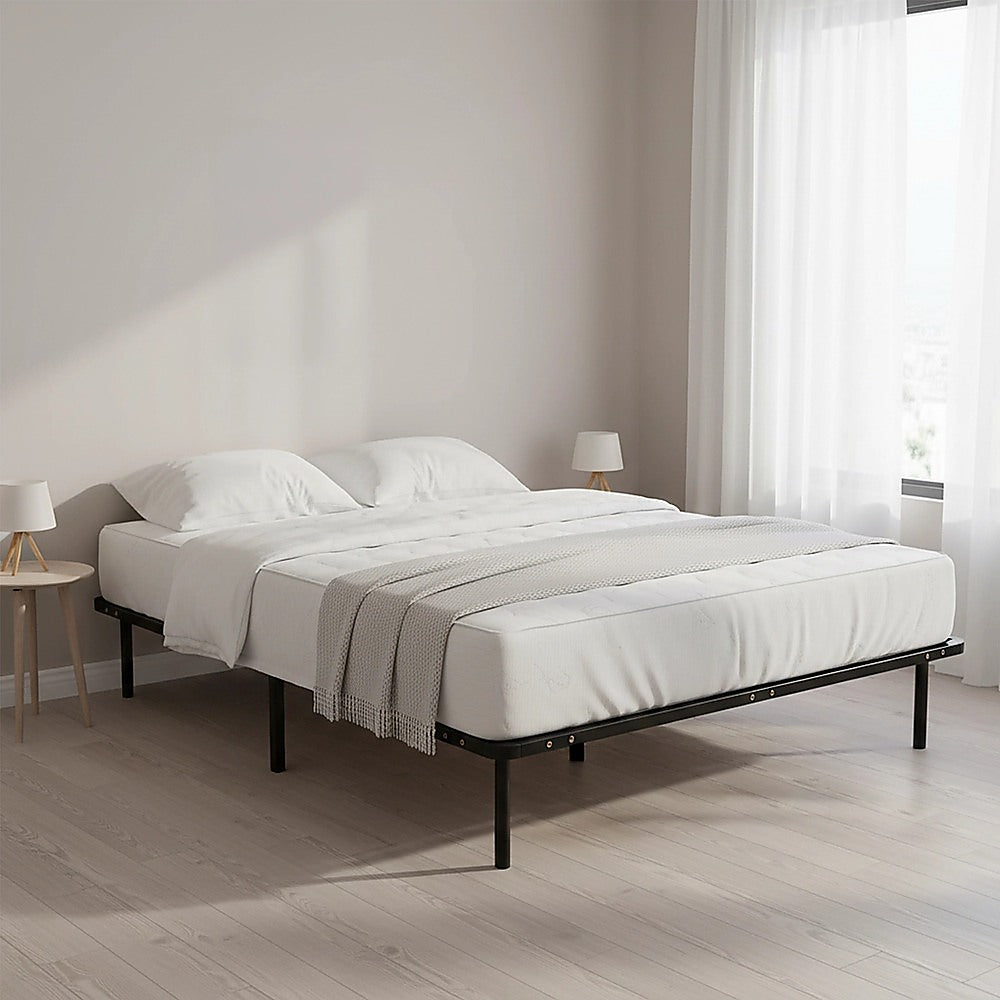 Queen Metal Bed Frame - Bedroom Furniture-Furniture > Bedroom > Beds &amp; Bed Frames-PEROZ Accessories