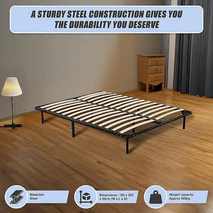 Queen Metal Bed Frame - Bedroom Furniture-Furniture &gt; Bedroom &gt; Beds &amp; Bed Frames-PEROZ Accessories