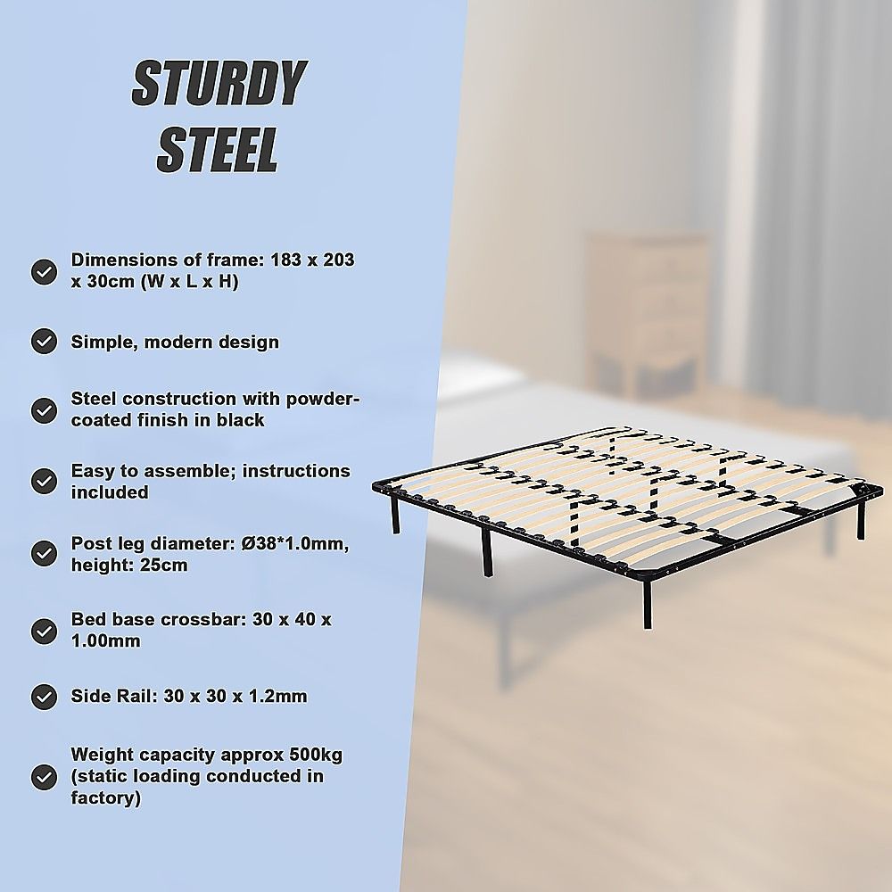 King Metal Bed Frame - Bedroom Furniture-Furniture > Bedroom > Beds &amp; Bed Frames-PEROZ Accessories