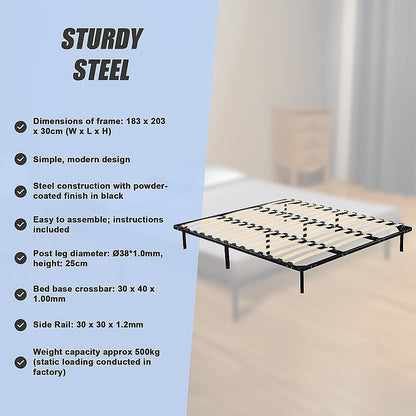 King Metal Bed Frame - Bedroom Furniture-Furniture > Bedroom > Beds &amp; Bed Frames-PEROZ Accessories