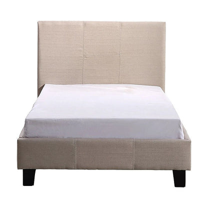 Single Linen Fabric Bed Frame Beige-Bed Frames-PEROZ Accessories