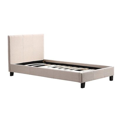Single Linen Fabric Bed Frame Beige-Bed Frames-PEROZ Accessories