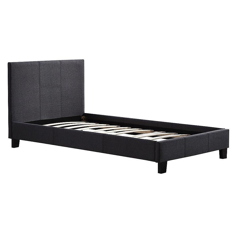 Single Linen Fabric Bed Frame Grey-Bed Frames-PEROZ Accessories