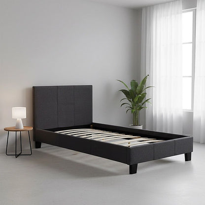 Single Linen Fabric Bed Frame Grey-Bed Frames-PEROZ Accessories
