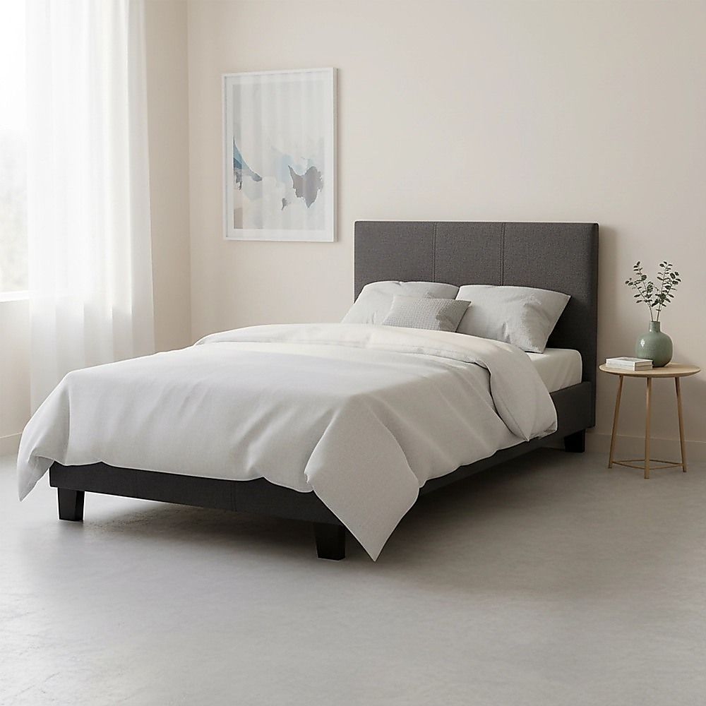 Single Linen Fabric Bed Frame Grey-Bed Frames-PEROZ Accessories