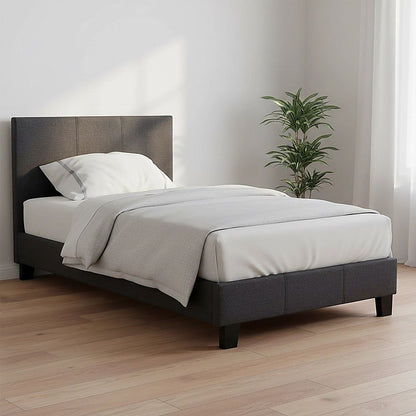 Single Linen Fabric Bed Frame Grey-Bed Frames-PEROZ Accessories