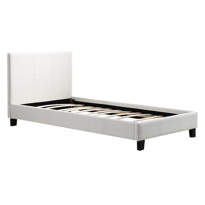 Single PU Leather Bed Frame White-Bed Frames-PEROZ Accessories