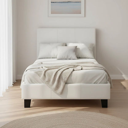 Single PU Leather Bed Frame White-Bed Frames-PEROZ Accessories