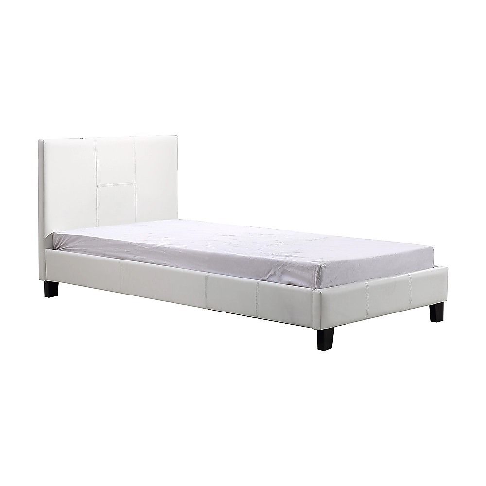 Single PU Leather Bed Frame White-Bed Frames-PEROZ Accessories