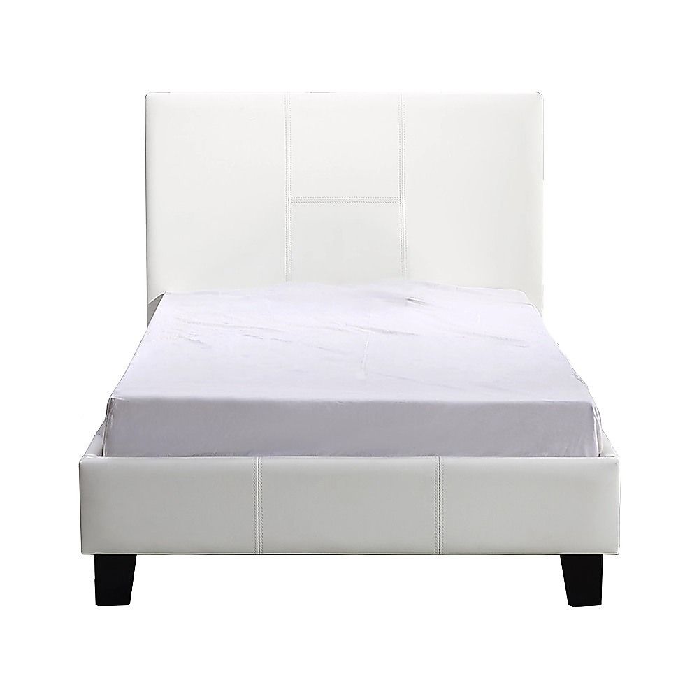 Single PU Leather Bed Frame White-Bed Frames-PEROZ Accessories