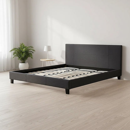 King Linen Fabric Bed Frame Grey-Furniture > Bedroom-PEROZ Accessories