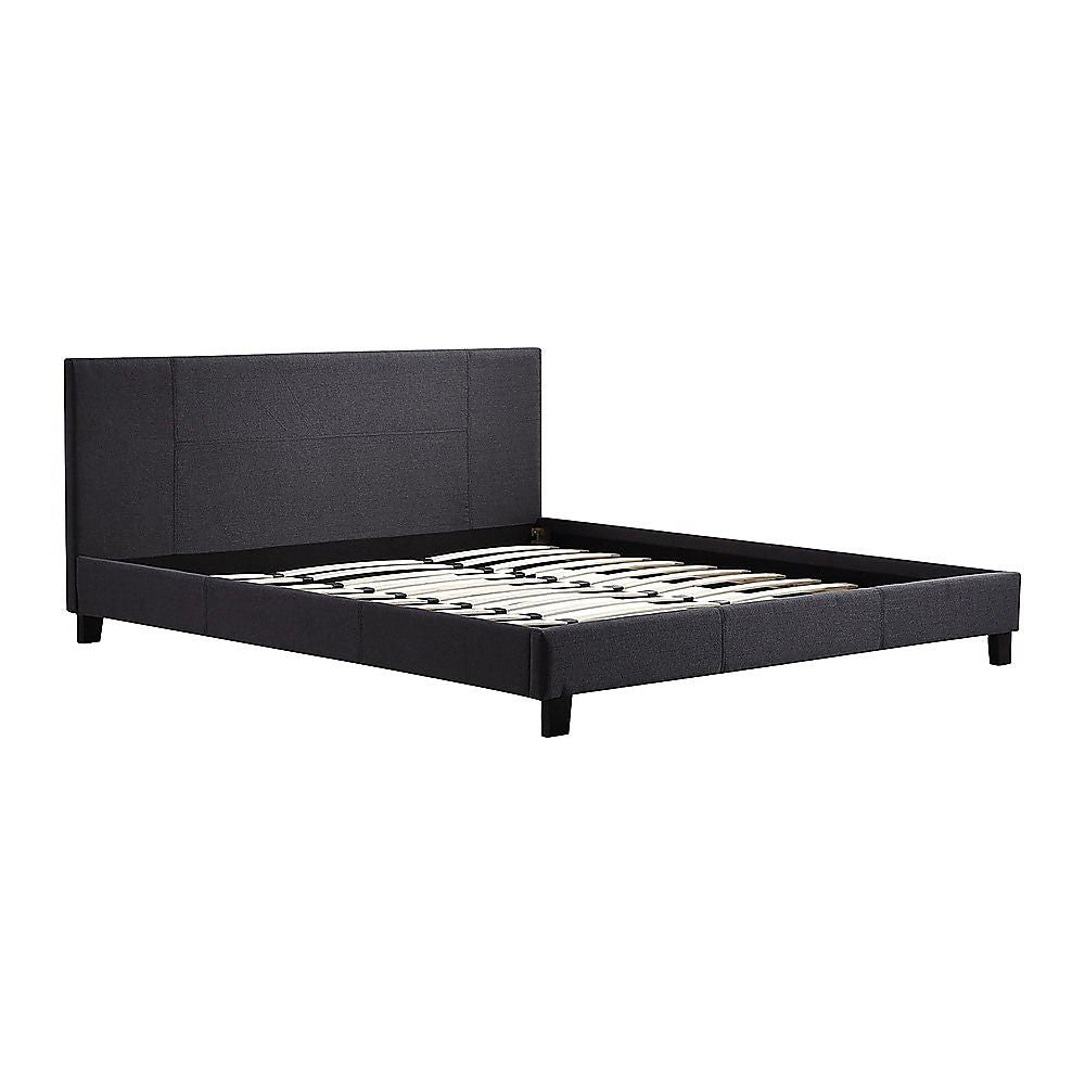King Linen Fabric Bed Frame Grey-Furniture > Bedroom-PEROZ Accessories
