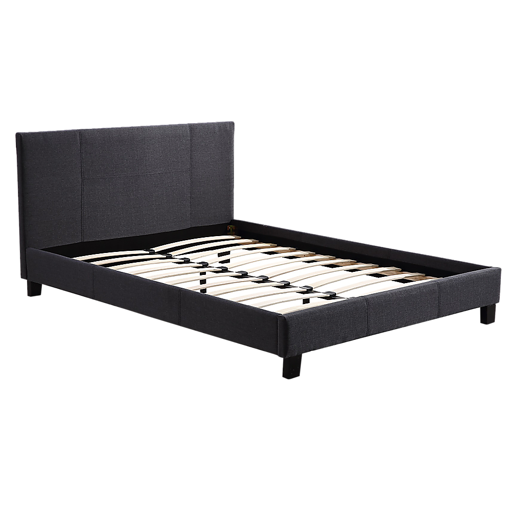 Queen Linen Fabric Bed Frame Grey-Furniture > Bedroom-PEROZ Accessories