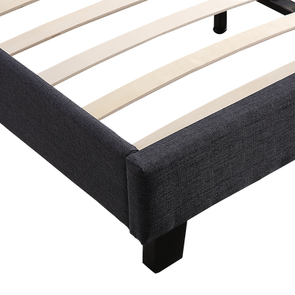 Queen Linen Fabric Bed Frame Grey-Furniture > Bedroom-PEROZ Accessories
