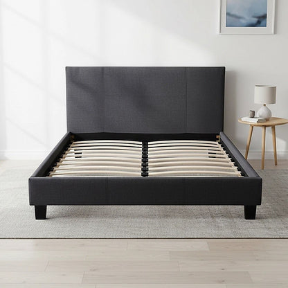 Queen Linen Fabric Bed Frame Grey-Furniture > Bedroom-PEROZ Accessories