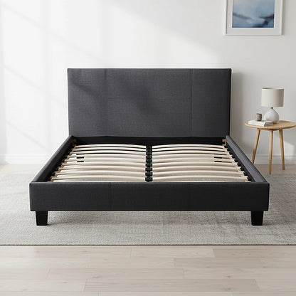 Queen Linen Fabric Bed Frame Grey-Furniture > Bedroom-PEROZ Accessories