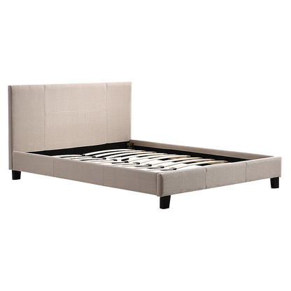 Double Linen Fabric Bed Frame Beige-Furniture > Bedroom-PEROZ Accessories