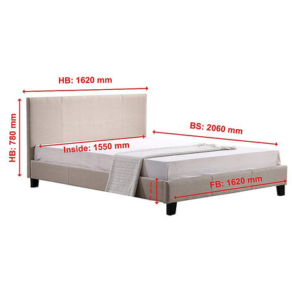 Queen Linen Fabric Bed Frame Beige-Bed Frames-PEROZ Accessories