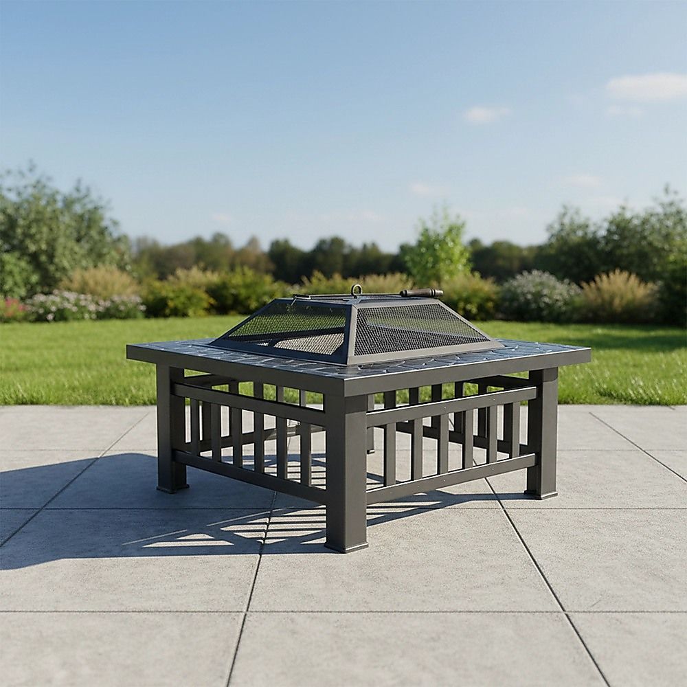18" Square Metal Fire Pit Outdoor Heater-Fire Pits-PEROZ Accessories