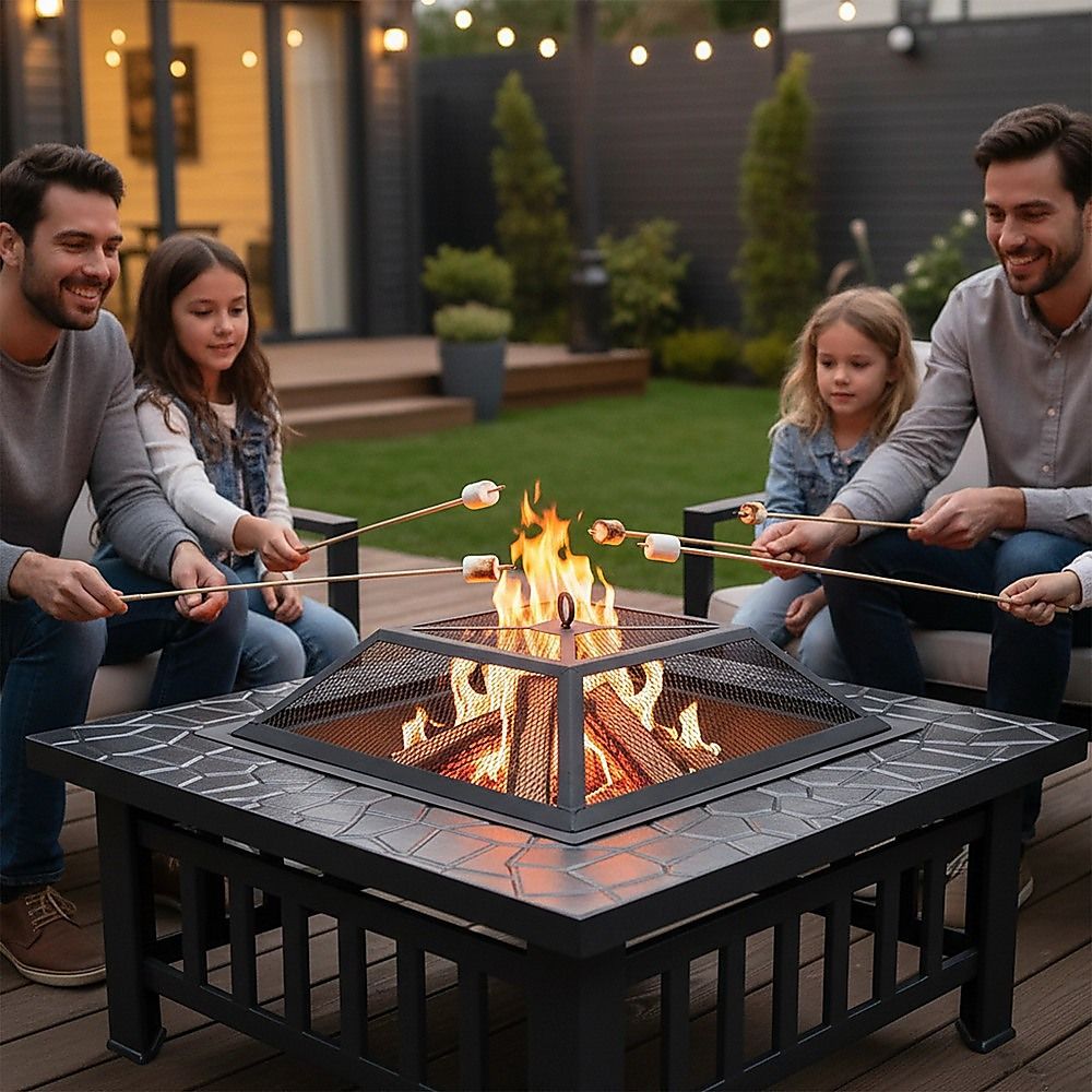 18" Square Metal Fire Pit Outdoor Heater-Fire Pits-PEROZ Accessories