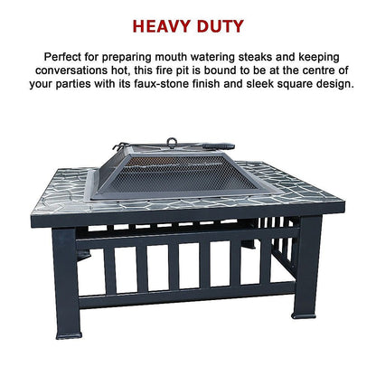 18" Square Metal Fire Pit Outdoor Heater-Fire Pits-PEROZ Accessories