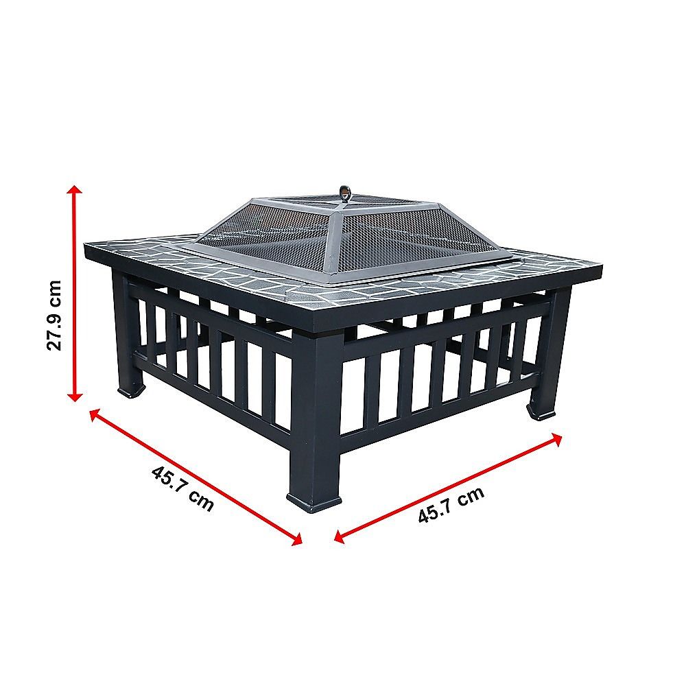 18" Square Metal Fire Pit Outdoor Heater-Fire Pits-PEROZ Accessories