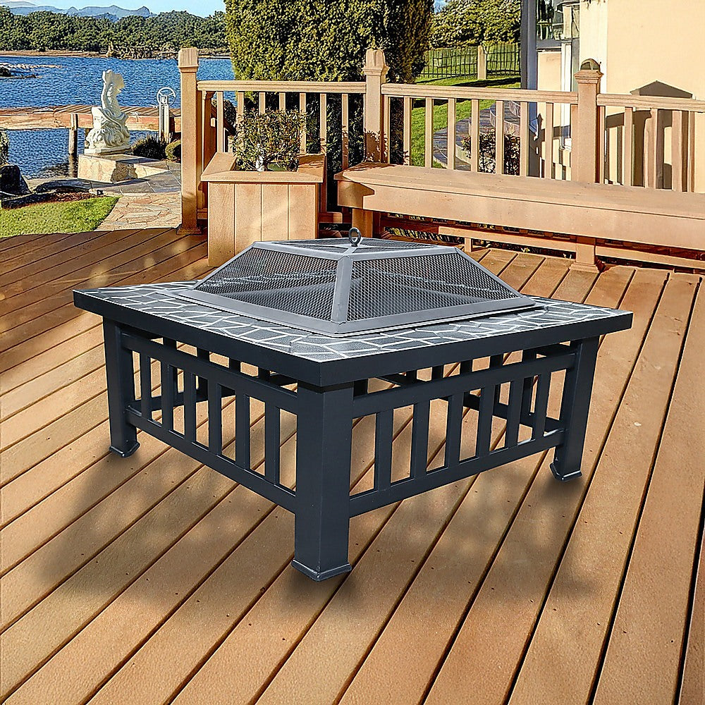 18&quot; Square Metal Fire Pit Outdoor Heater-Fire Pits-PEROZ Accessories