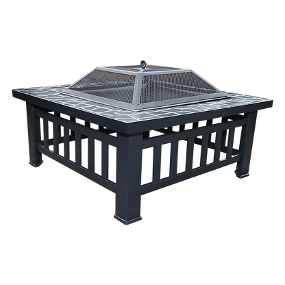 18&quot; Square Metal Fire Pit Outdoor Heater-Fire Pits-PEROZ Accessories