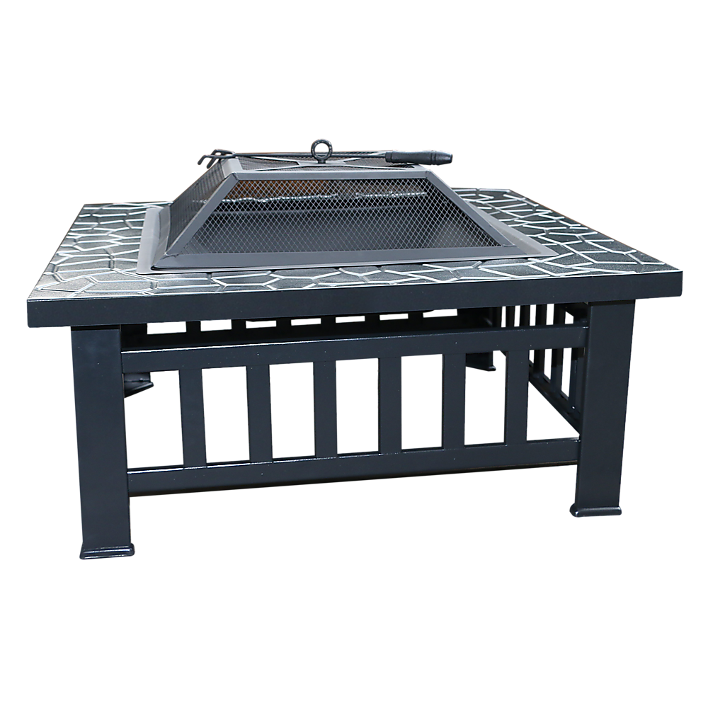 18&quot; Square Metal Fire Pit Outdoor Heater-Fire Pits-PEROZ Accessories