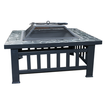 18&quot; Square Metal Fire Pit Outdoor Heater-Fire Pits-PEROZ Accessories