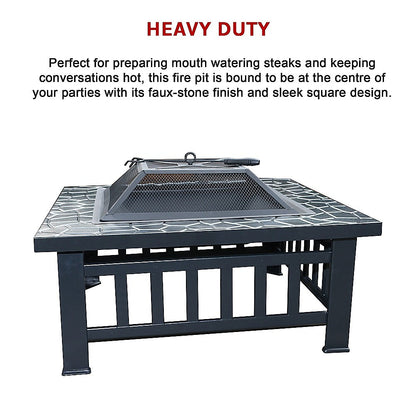 18&quot; Square Metal Fire Pit Outdoor Heater-Fire Pits-PEROZ Accessories