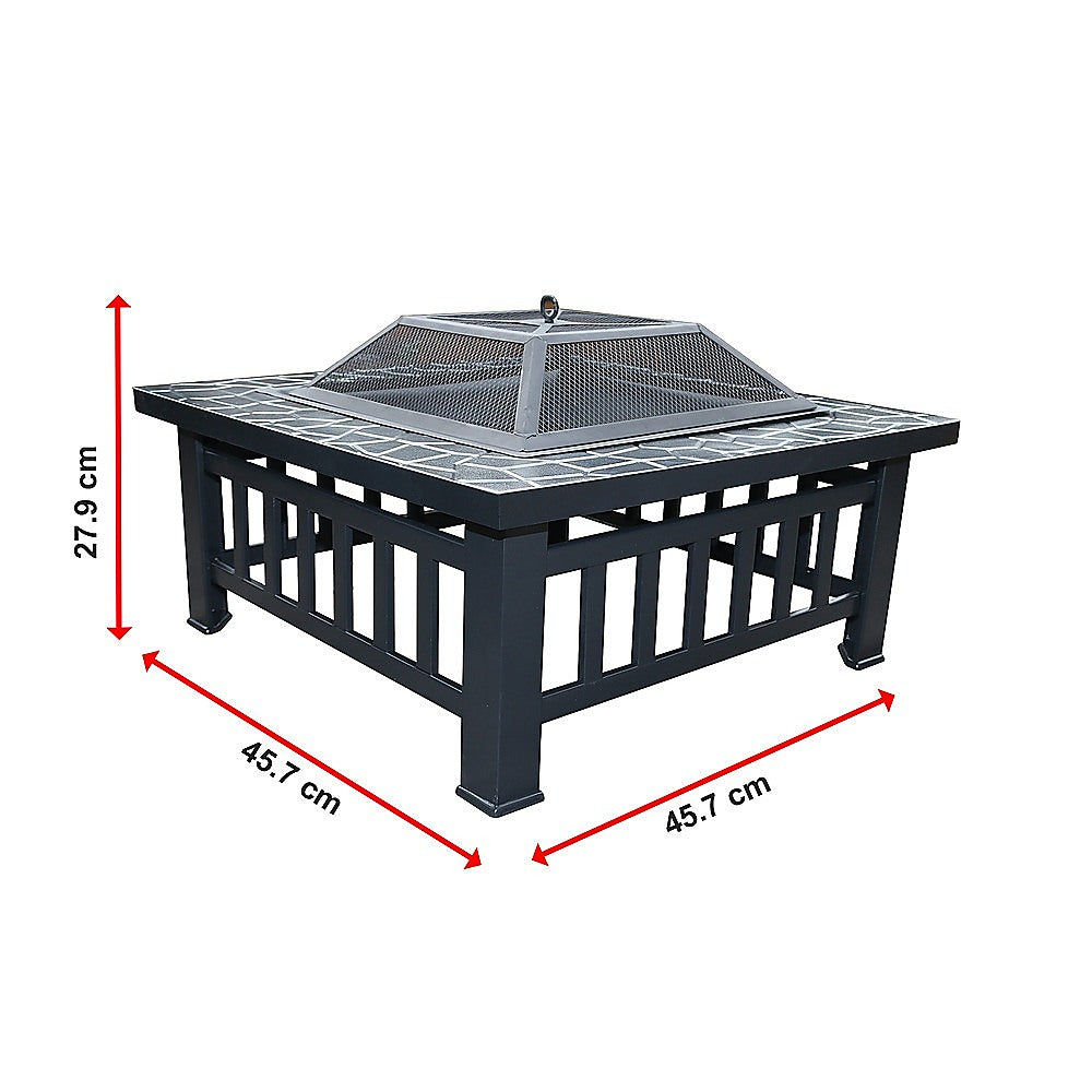 18&quot; Square Metal Fire Pit Outdoor Heater-Fire Pits-PEROZ Accessories