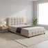 Linen Fabric Double Deluxe Bed Frame Beige-Furniture > Bedroom-PEROZ Accessories