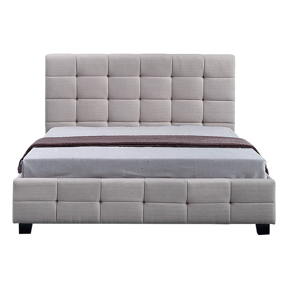 Linen Fabric Double Deluxe Bed Frame Beige-Furniture > Bedroom-PEROZ Accessories