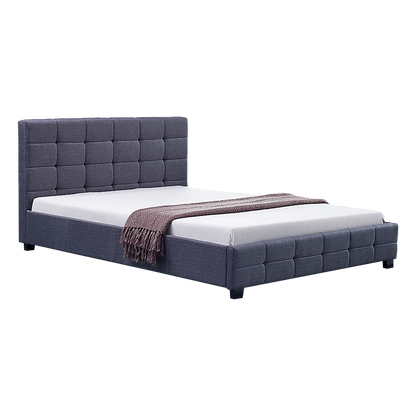 Linen Fabric Double Deluxe Bed Frame Grey-Furniture > Bedroom-PEROZ Accessories