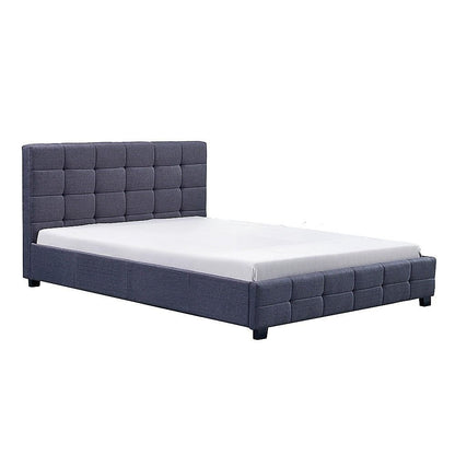 Linen Fabric Queen Deluxe Bed Frame Grey-Furniture > Bedroom-PEROZ Accessories