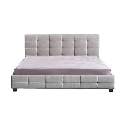 Linen Fabric King Deluxe Bed Frame Beige-Furniture > Bedroom-PEROZ Accessories