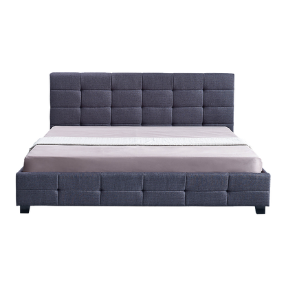 Linen Fabric King Deluxe Bed Frame Grey-Bed Frames-PEROZ Accessories