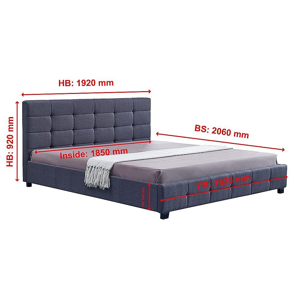 Linen Fabric King Deluxe Bed Frame Grey-Bed Frames-PEROZ Accessories