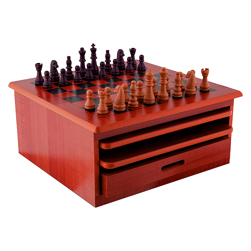 10 in 1 Wooden Chess Board Games Slide Out Checkers House Unit Set-Game Sets &amp; Kits-PEROZ Accessories