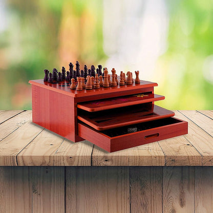 10 in 1 Wooden Chess Board Games Slide Out Checkers House Unit Set-Game Sets &amp; Kits-PEROZ Accessories
