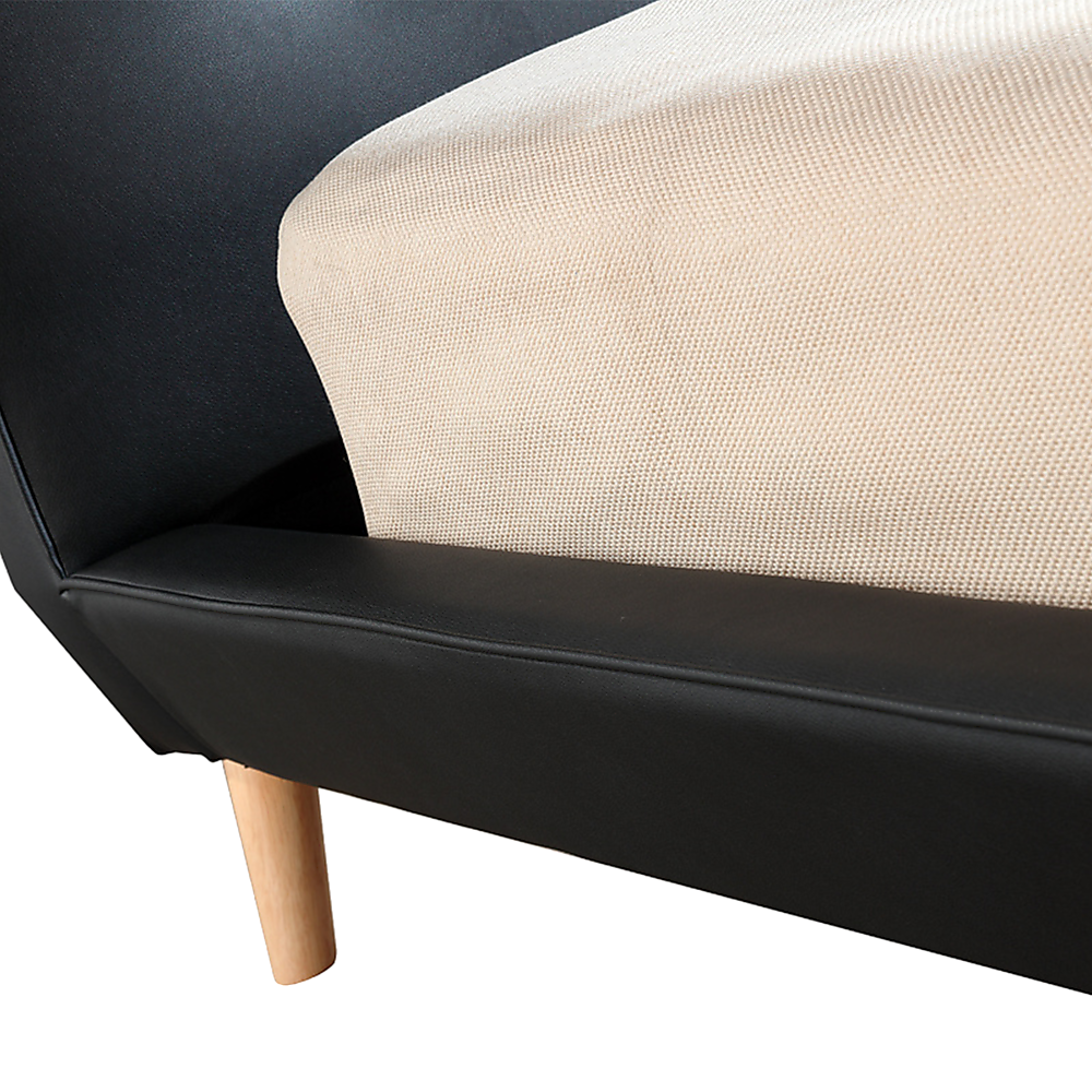 Double PU Leather Deluxe Bed Frame Black-Furniture > Bedroom-PEROZ Accessories